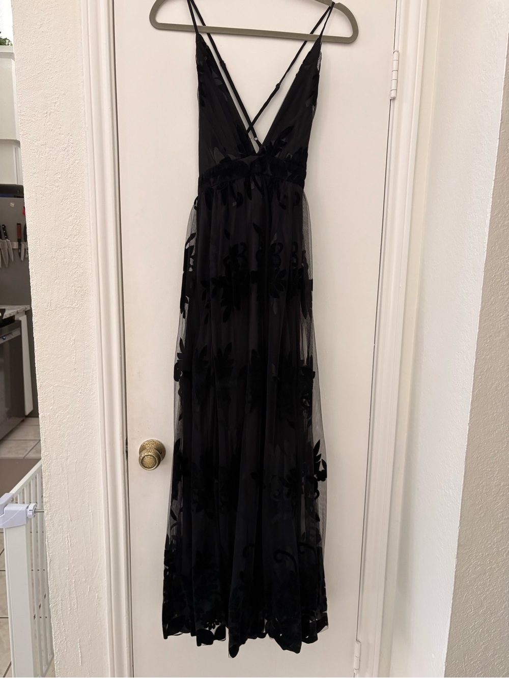 Black Plunge Maxi Dress with Spaghetti Straps